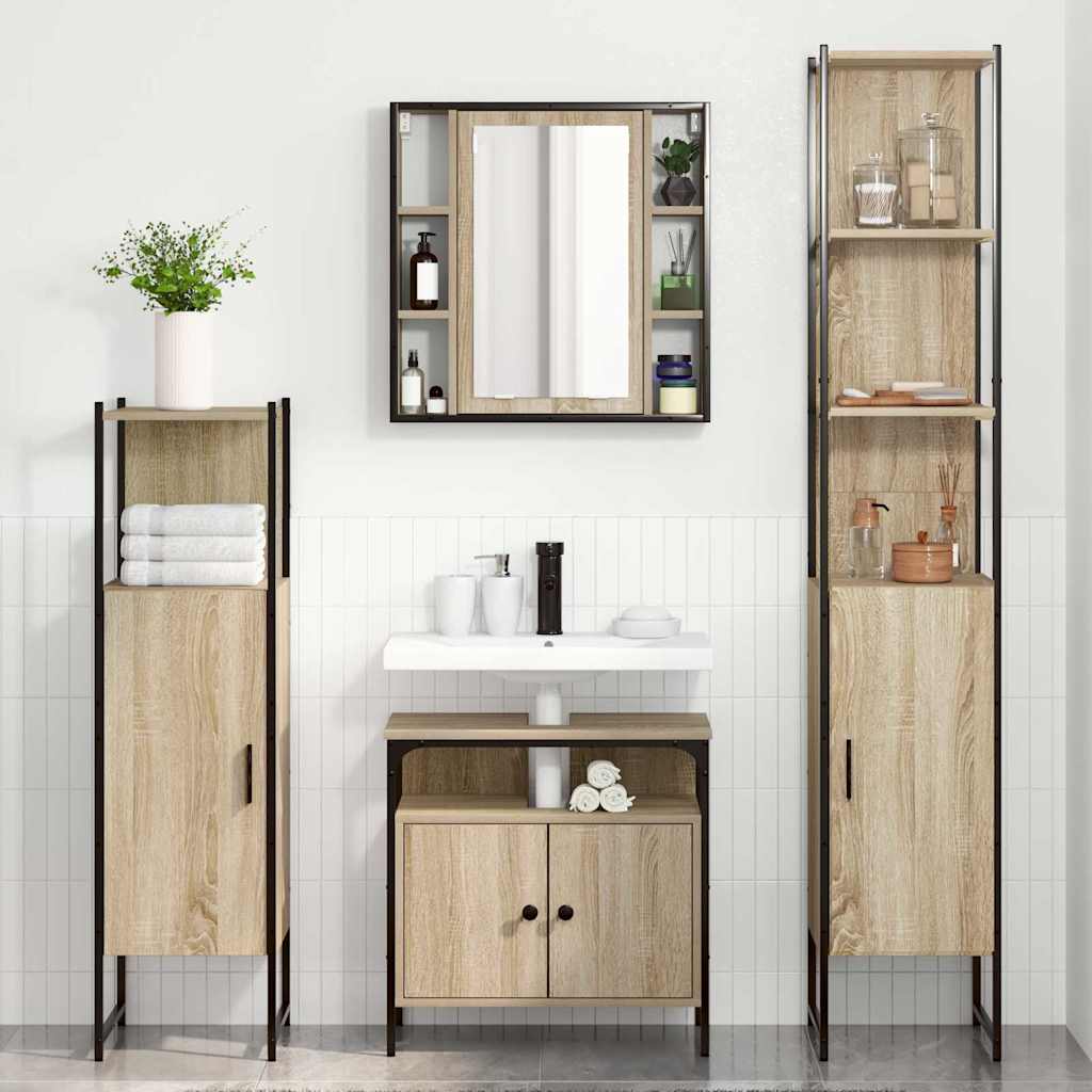 Badeværelsesmøbel sæt Andet 4 pcs Sonoma-eg 33 x 33 x 185.5 cm