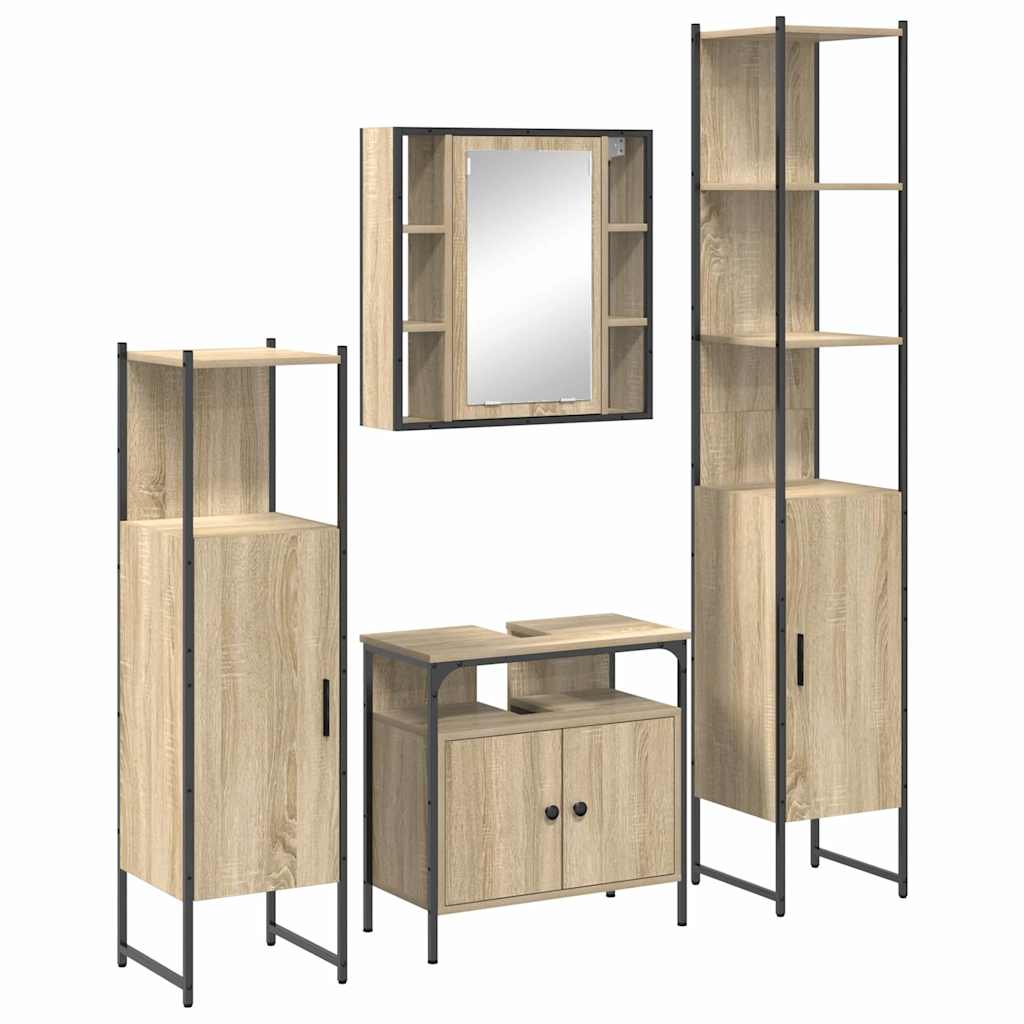 Badeværelsesmøbel sæt Andet 4 pcs Sonoma-eg 33 x 33 x 185.5 cm