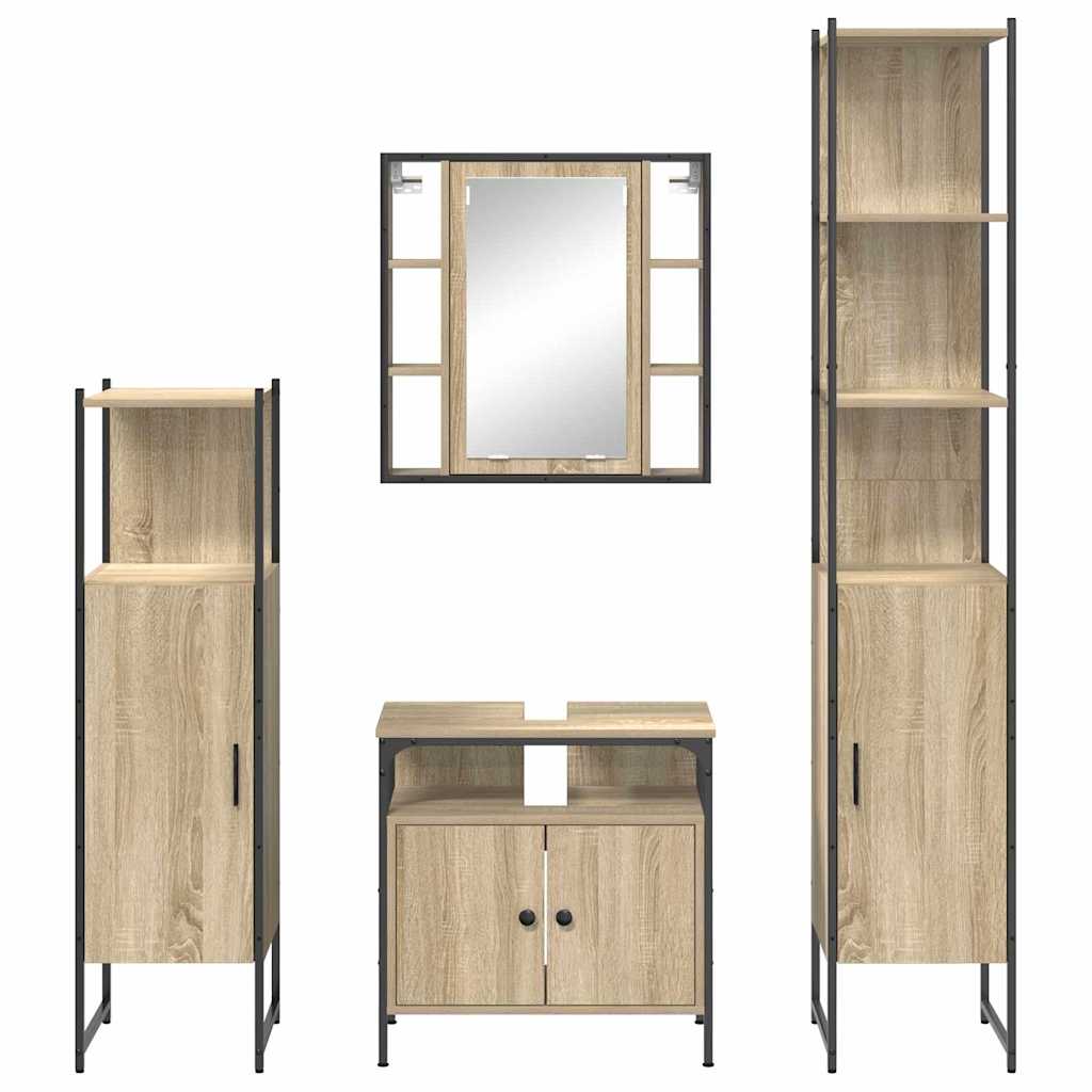 Badeværelsesmøbel sæt Andet 4 pcs Sonoma-eg 33 x 33 x 185.5 cm
