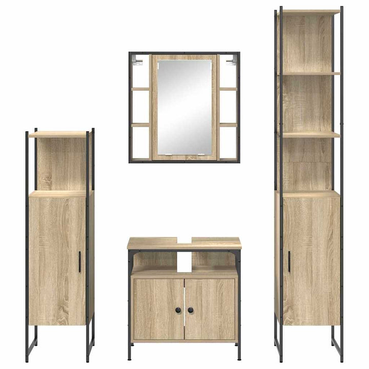 Badeværelsesmøbel sæt Andet 4 pcs Sonoma-eg 33 x 33 x 185.5 cm
