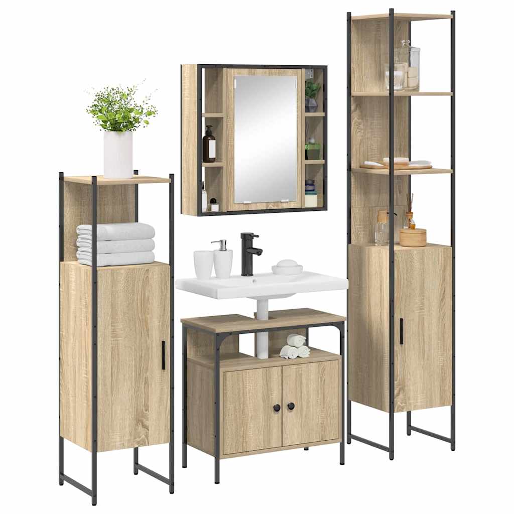 Badeværelsesmøbel sæt Andet 4 pcs Sonoma-eg 33 x 33 x 185.5 cm