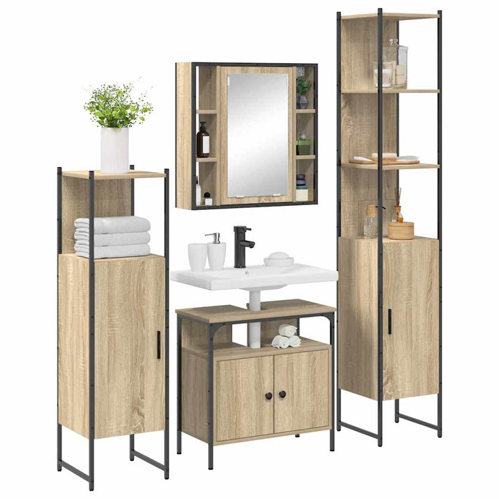 Badeværelsesmøbel sæt Andet 4 pcs Sonoma-eg 33 x 33 x 185.5 cm