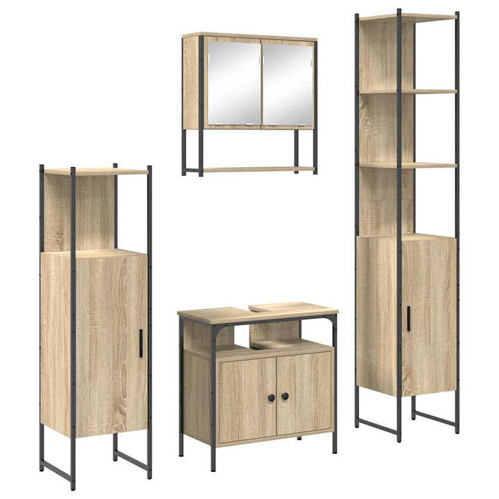 Badeværelsesmøbel sæt 4 pcs Sonoma-eg 33 x 33 x 185.5 cm