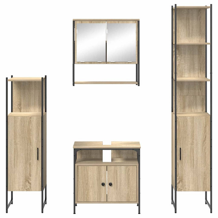 Badeværelsesmøbel sæt 4 pcs Sonoma-eg 33 x 33 x 185.5 cm
