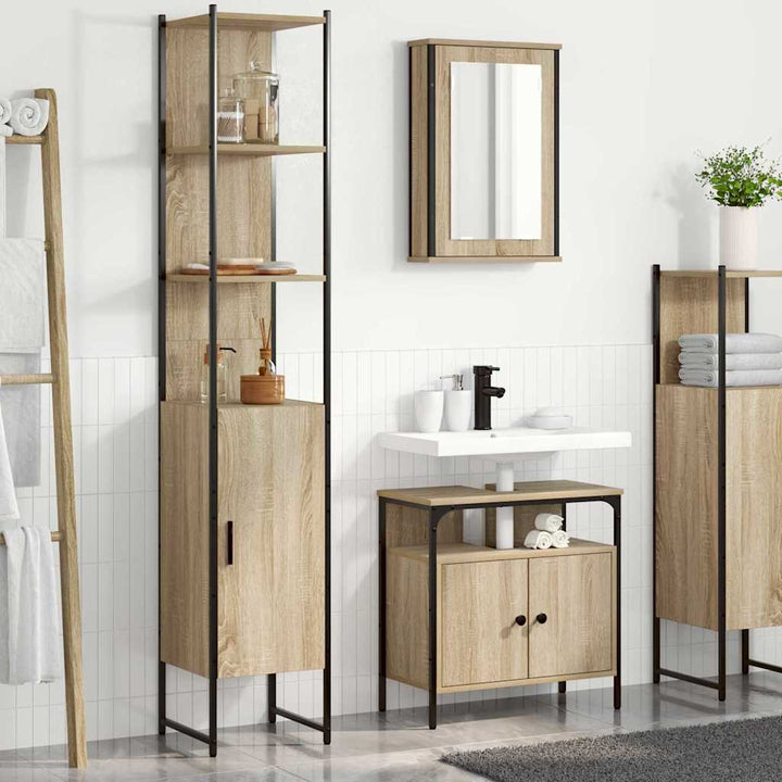 Badeværelsesmøbel sæt 3 pcs Sonoma-eg 33 x 33 x 185.5 cm