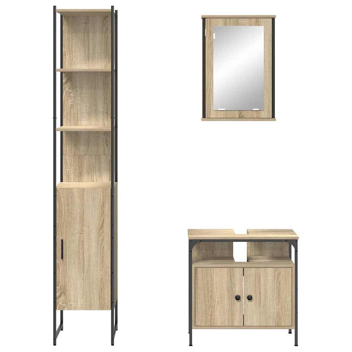 Badeværelsesmøbel sæt 3 pcs Sonoma-eg 33 x 33 x 185.5 cm