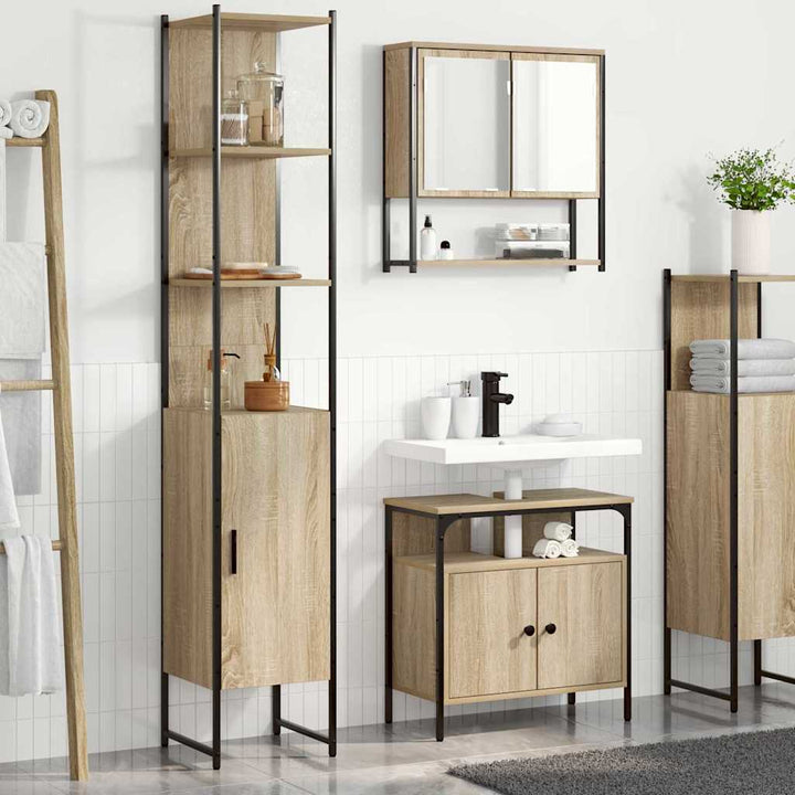 Badeværelsesmøbel sæt Andet 3 pcs Sonoma-eg 33 x 33 x 185.5 cm