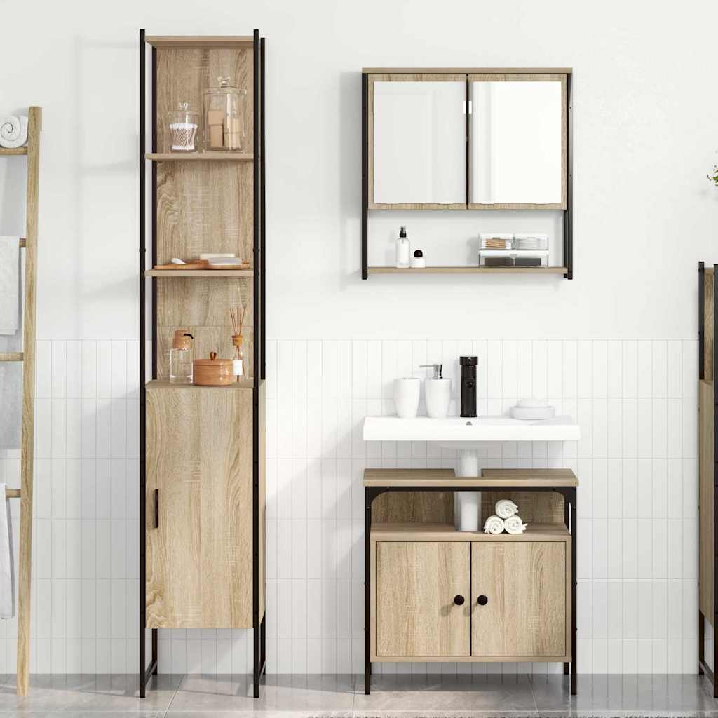 Badeværelsesmøbel sæt Andet 3 pcs Sonoma-eg 33 x 33 x 185.5 cm