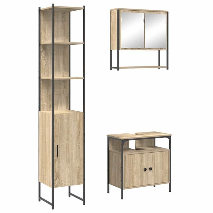 Badeværelsesmøbel sæt Andet 3 pcs Sonoma-eg 33 x 33 x 185.5 cm