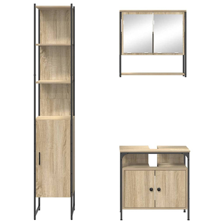 Badeværelsesmøbel sæt Andet 3 pcs Sonoma-eg 33 x 33 x 185.5 cm