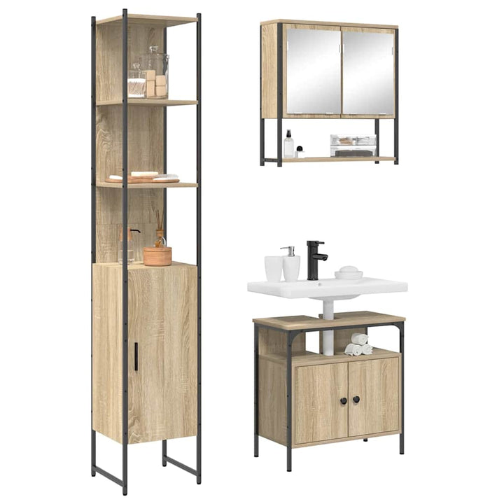 Badeværelsesmøbel sæt Andet 3 pcs Sonoma-eg 33 x 33 x 185.5 cm