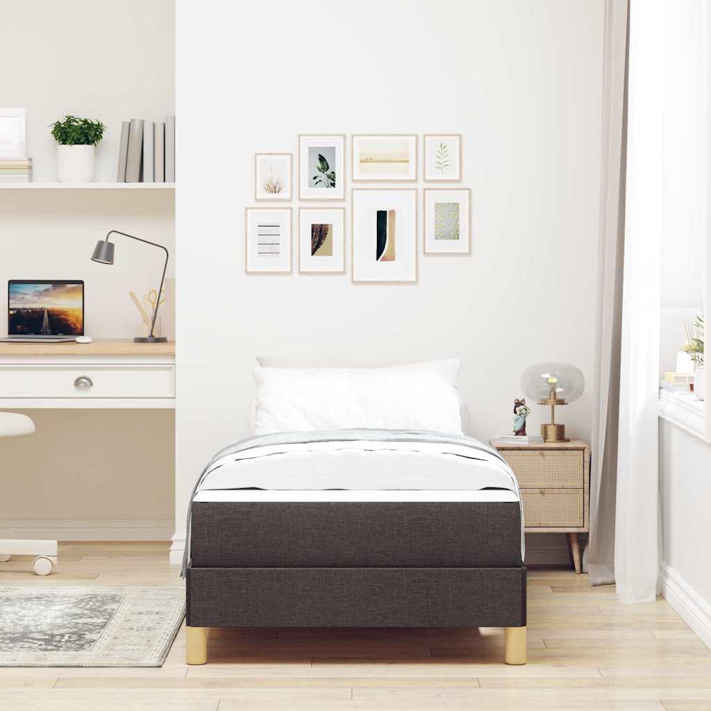 Box spring seng Brun 90 x 190 cm Stof og konstrueret træ