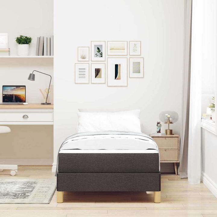 Box spring seng Brun 90 x 190 cm Stof og konstrueret træ