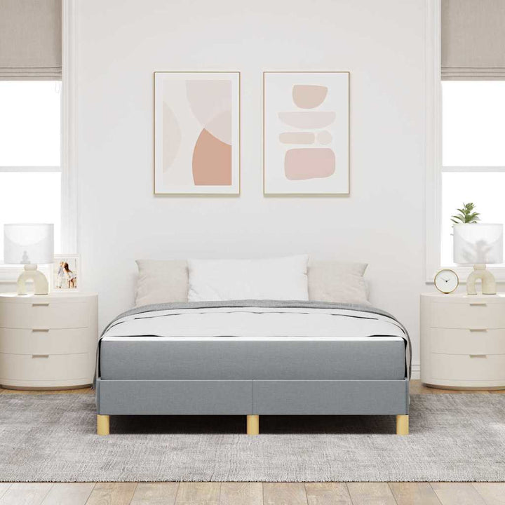 Box spring seng Lysegrå og Brun 140 x 190 cm