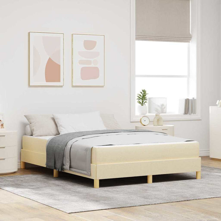 Box spring seng Creme og Brun 140 x 190 cm