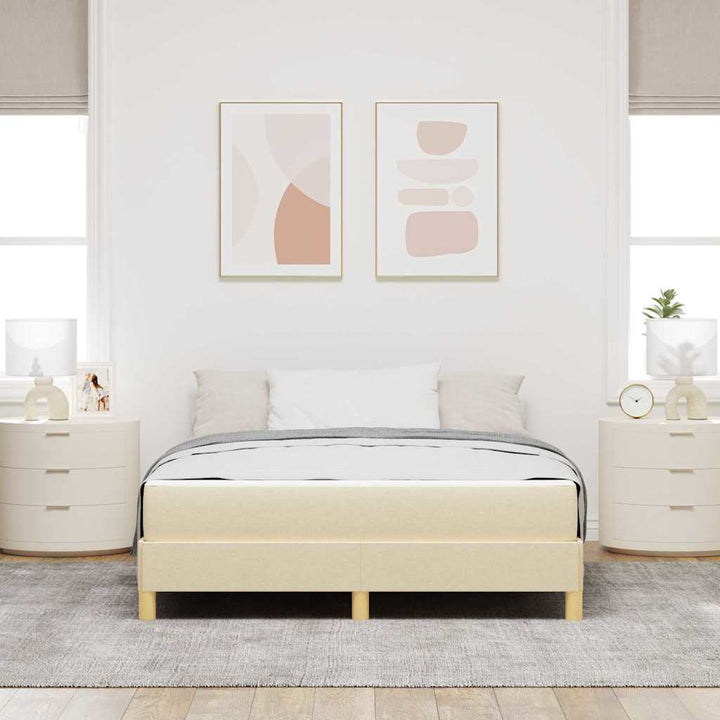 Box spring seng Creme og Brun 140 x 190 cm