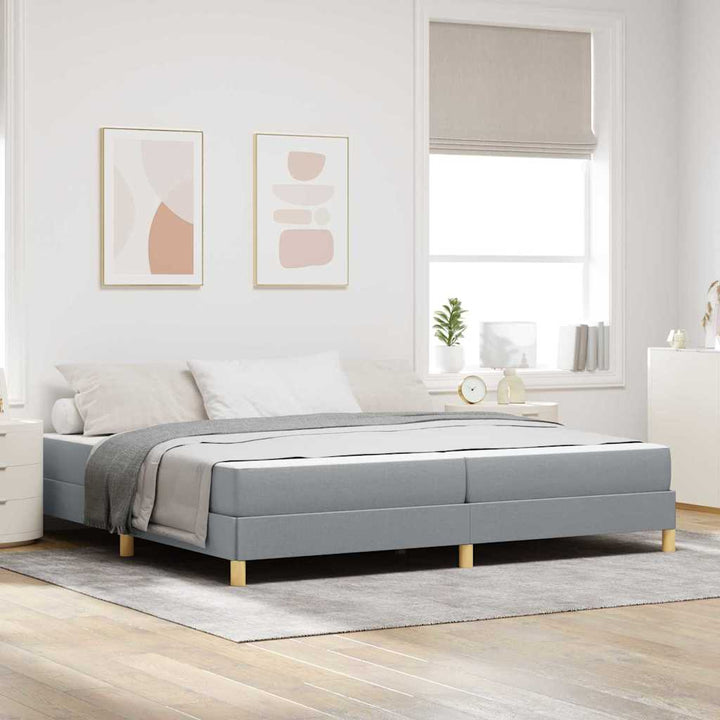 Box spring seng Lysegrå og Brun 200 x 200 cm