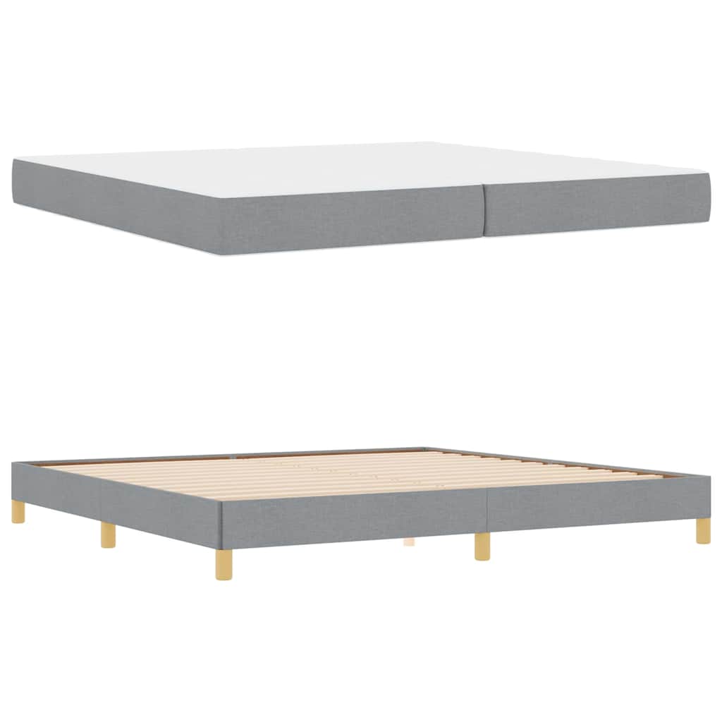 Box spring seng Lysegrå og Brun 200 x 200 cm