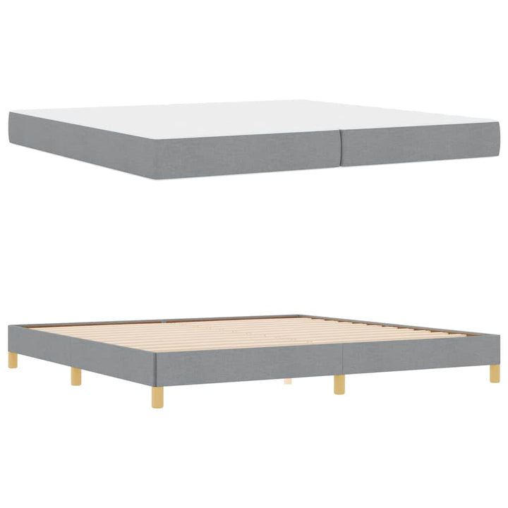 Box spring seng Lysegrå og Brun 200 x 200 cm