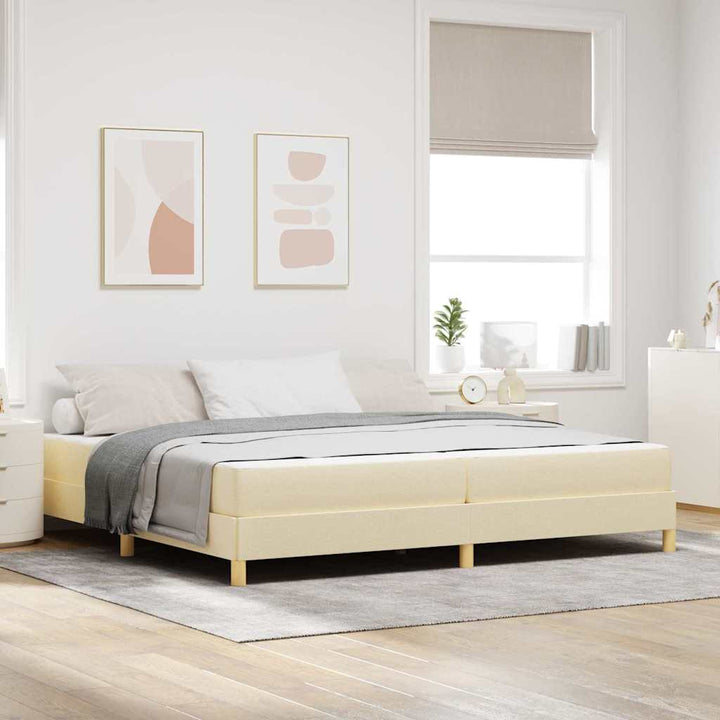Box spring seng Creme og Brun 200 x 200 cm
