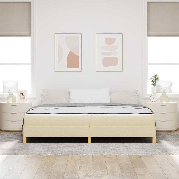Box spring seng Creme og Brun 200 x 200 cm