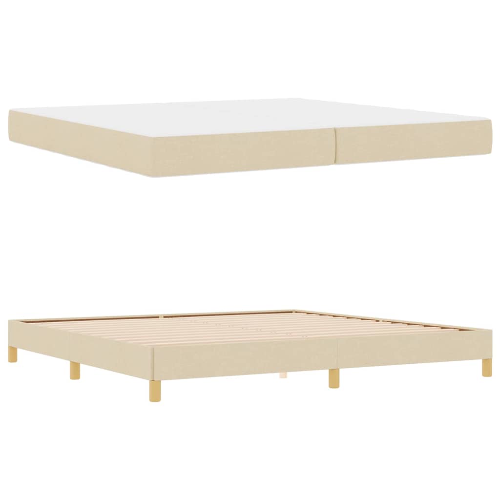 Box spring seng Creme og Brun 200 x 200 cm
