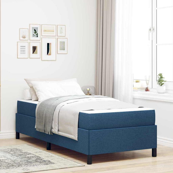 Box spring seng Blå og Sort 80 x 200 cm Stof og konstrueret træ