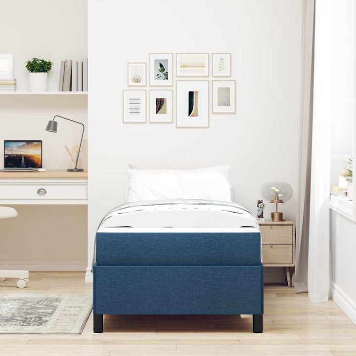 Box spring seng Blå og Sort 80 x 200 cm Stof og konstrueret træ