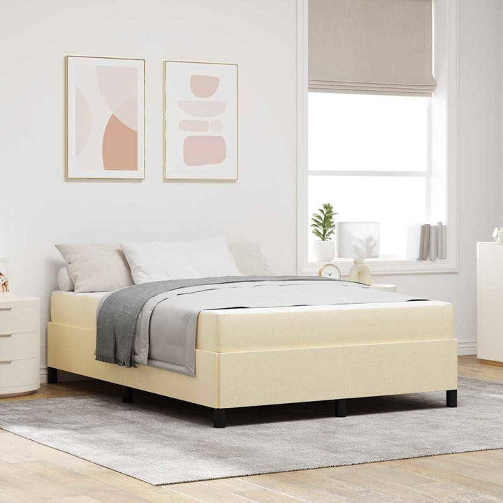Box spring seng Creme og Sort 140 x 190 cm