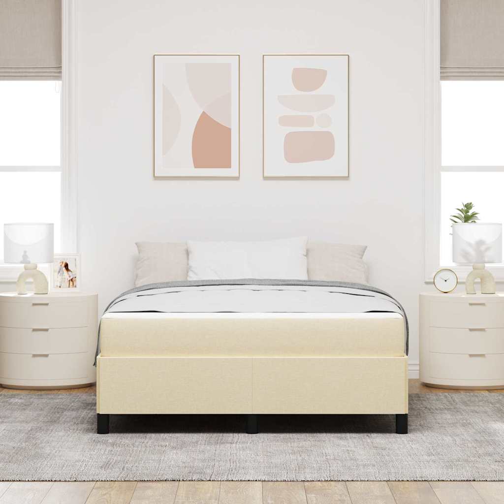 Box spring seng Creme og Sort 140 x 200 cm