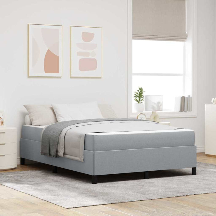 Box spring seng Lys grå og sort 160 x 200 cm