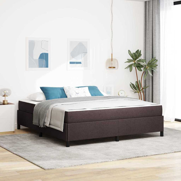 Box spring seng Brun 180 x 200 cm Stof og konstrueret træ