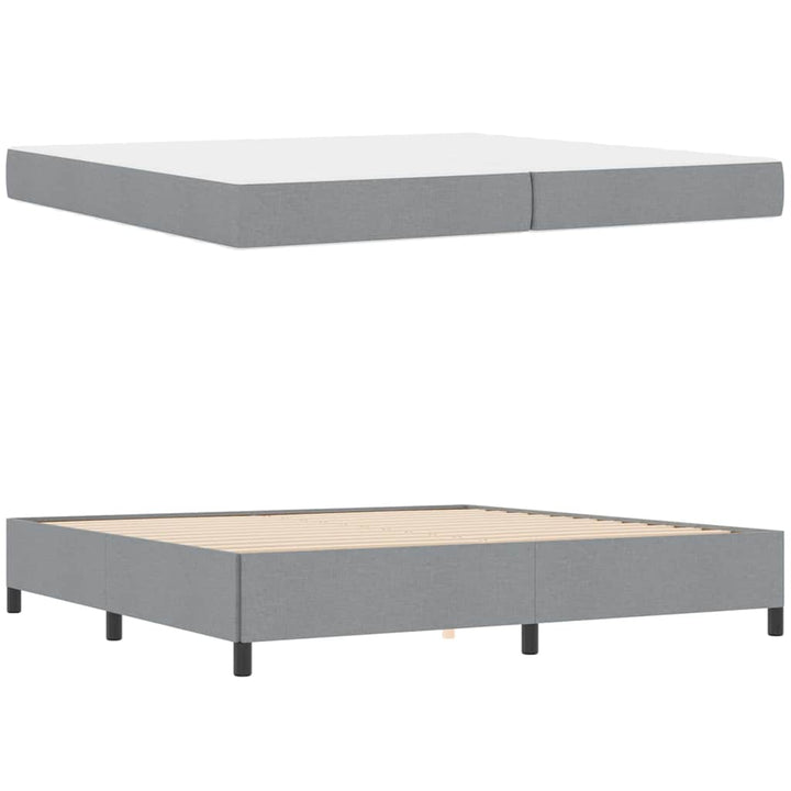 Box spring seng Lys grå og sort 200 x 200 cm
