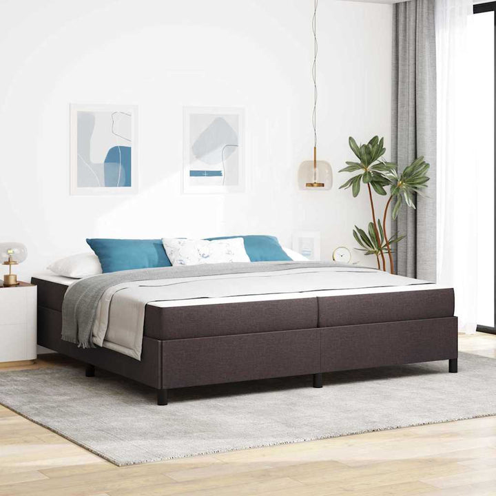 Box spring seng Brun 200 x 200 cm Stof og konstrueret træ