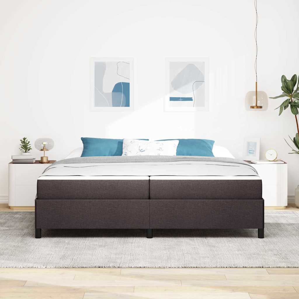 Box spring seng Brun 200 x 200 cm Stof og konstrueret træ