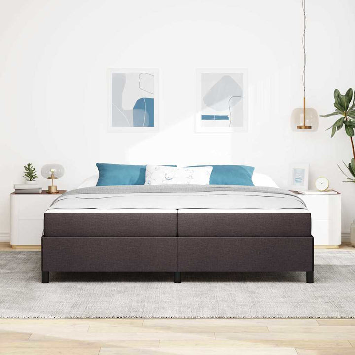 Box spring seng Brun 200 x 200 cm Stof og konstrueret træ