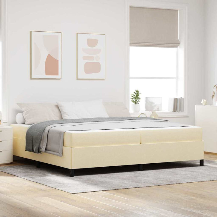 Box spring seng Creme og Sort 200 x 200 cm
