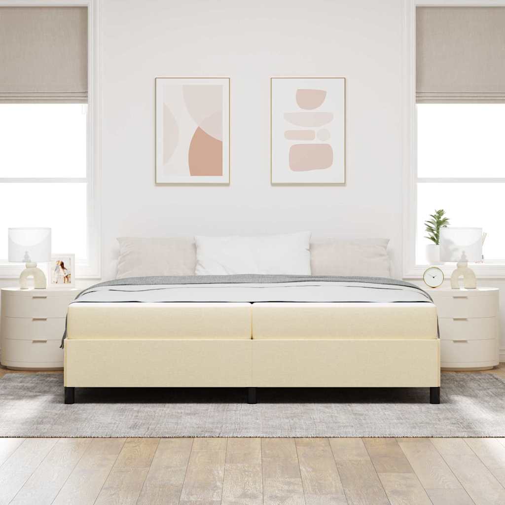 Box spring seng Creme og Sort 200 x 200 cm