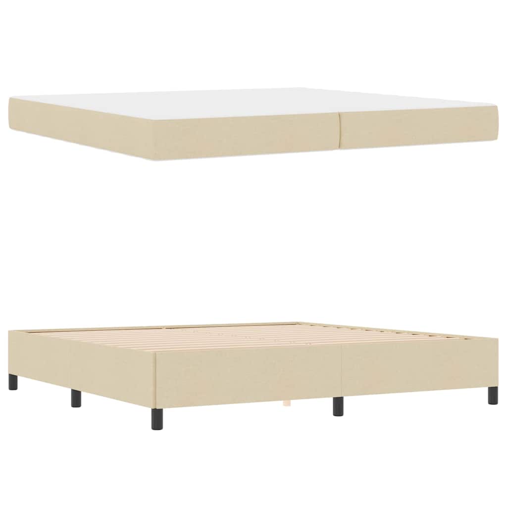Box spring seng Creme og Sort 200 x 200 cm