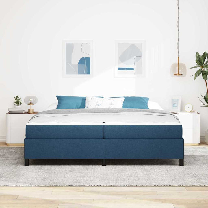Box spring seng Blå og Sort 200 x 200 cm