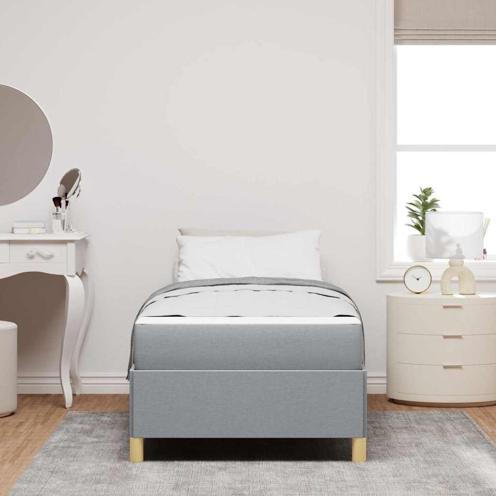 Box spring seng Lys grå og brun og hvid 80 x 200 cm Stof