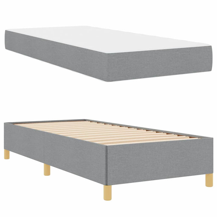 Box spring seng Lys grå og brun og hvid 80 x 200 cm Stof