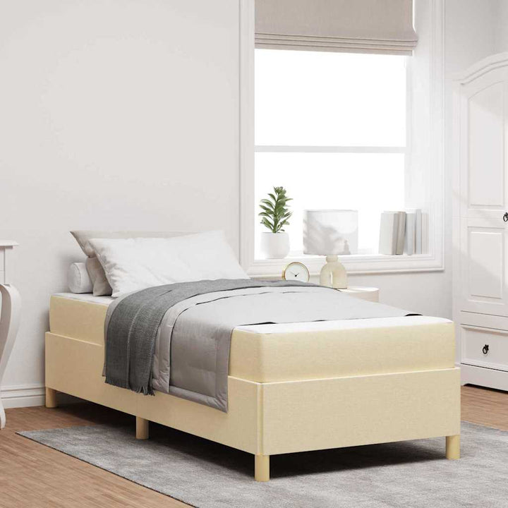 Box spring seng Creme og brun og hvid 80 x 200 cm Stof