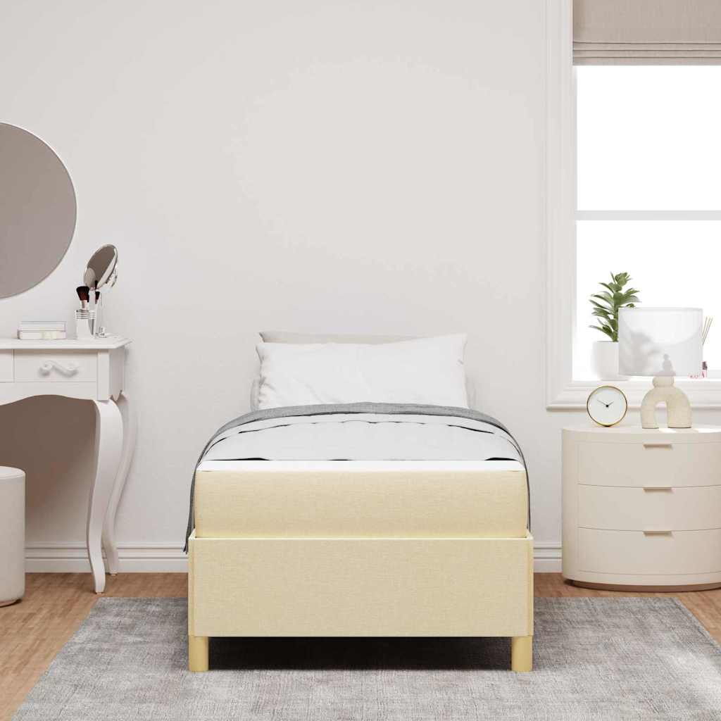 Box spring seng Creme og brun og hvid 80 x 200 cm Stof