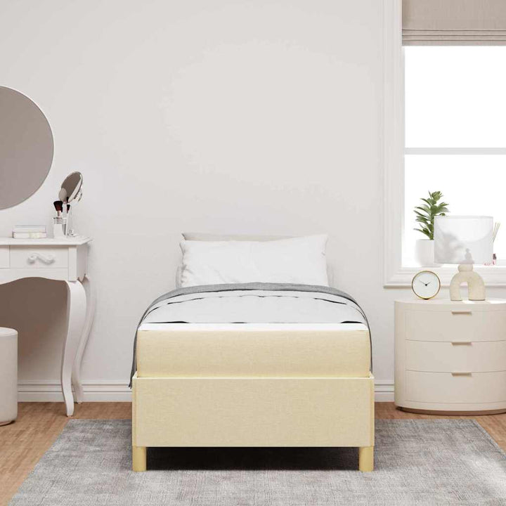 Box spring seng Creme og brun og hvid 80 x 200 cm Stof