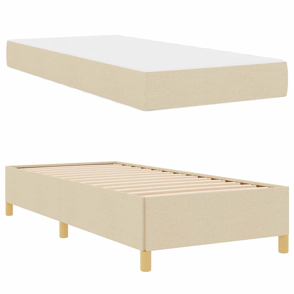 Box spring seng Creme og brun og hvid 80 x 200 cm Stof