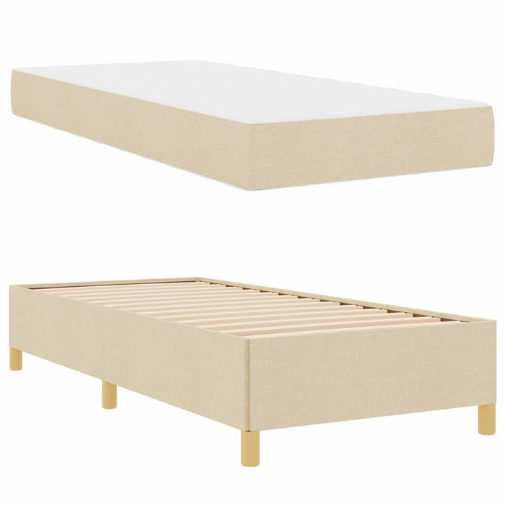 Box spring seng Creme og brun og hvid 80 x 200 cm Stof