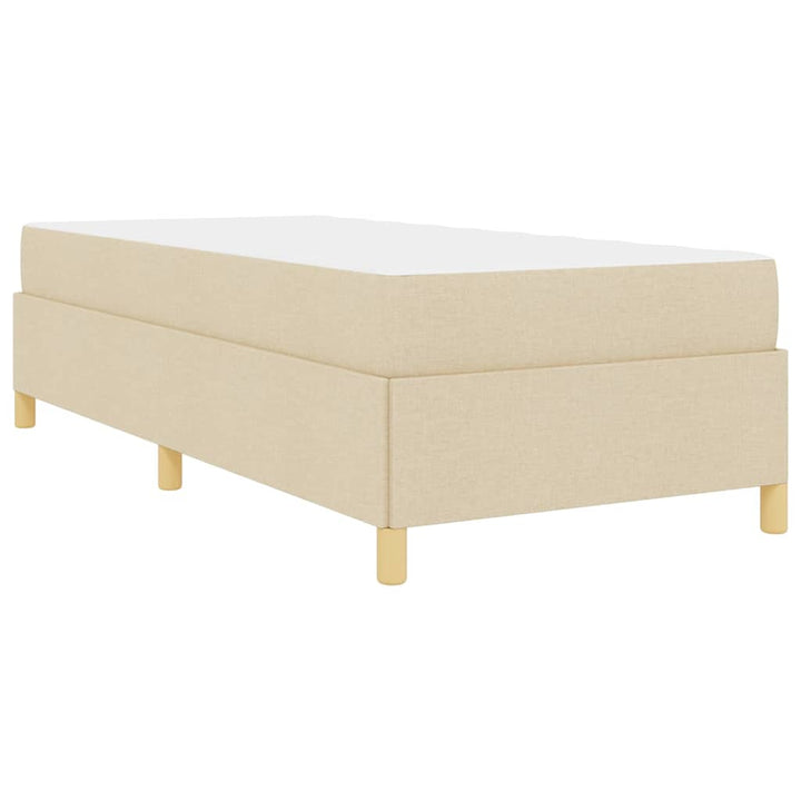 Box spring seng Creme og brun og hvid 80 x 200 cm Stof