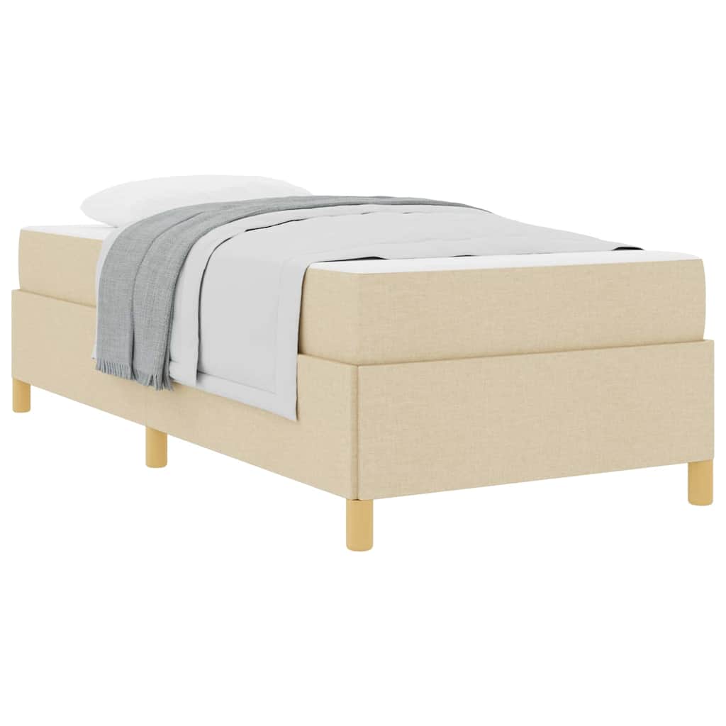 Box spring seng Creme og brun og hvid 80 x 200 cm Stof
