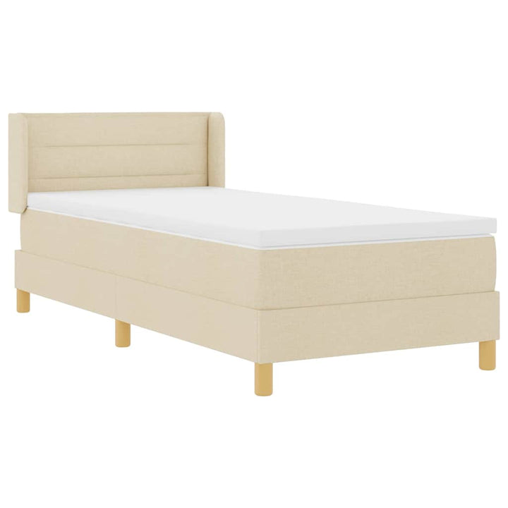 Boks-madrasseng med madras Creme 80 x 200 cm Stof